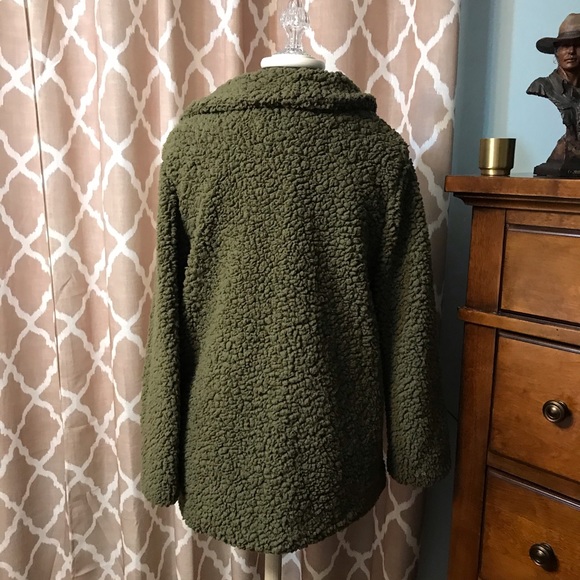 MISS LOOK ⚜️ Green Sherpa Jacket - Picture 4 of 8